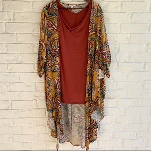 Terra & Sky Paisley Print Kimono & Knit Tank